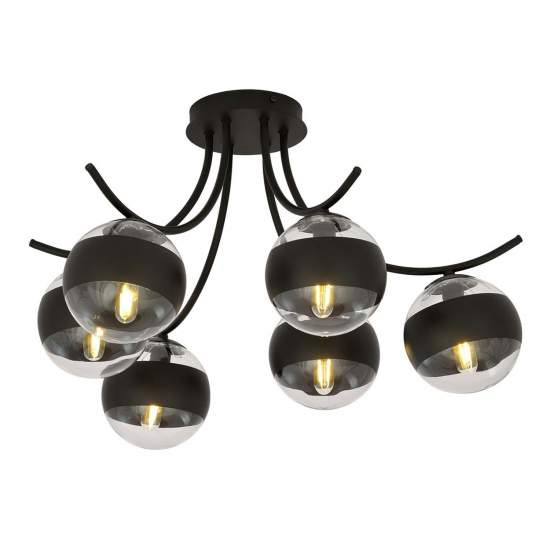 Plafoniera Moderna Coeo Acciaio Nero 6 Luci E14 Ip20 LA0104-EB-PL6-NR