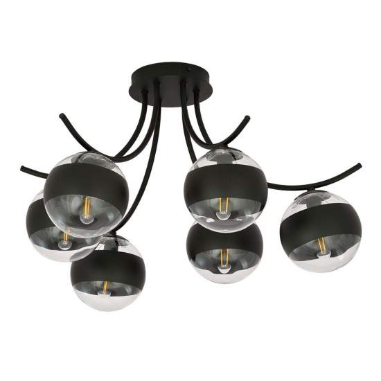 Plafoniera Moderna Coeo Acciaio Nero 6 Luci E14 Ip20 LA0104-EB-PL6-NR