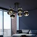 Plafoniera Moderna Coeo Acciaio Nero 6 Luci E14 Ip20 LA0104-EB-PL6-NR