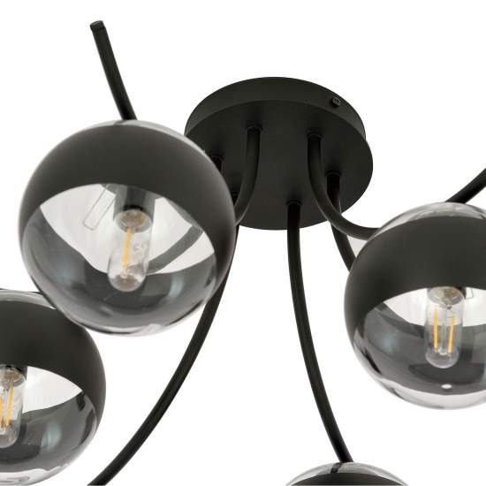 Plafoniera Moderna Coeo Acciaio Nero 6 Luci E14 Ip20 LA0104-EB-PL6-NR