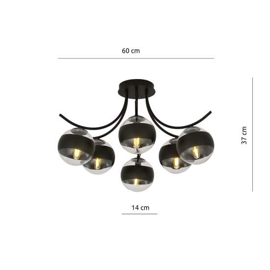 Plafoniera Moderna Coeo Acciaio Nero 6 Luci E14 Ip20 LA0104-EB-PL6-NR