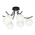 Plafoniera Moderna 6 Luci Coeo In Acciaio Nero E Diffusori In Vetro Opale LA0104-EB-PL6-NR-BI