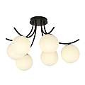 Plafoniera Moderna 6 Luci Coeo In Acciaio Nero E Diffusori In Vetro Opale LA0104-EB-PL6-NR-BI
