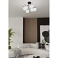Plafoniera Moderna 6 Luci Coeo In Acciaio Nero E Diffusori In Vetro Opale LA0104-EB-PL6-NR-BI