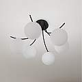 Plafoniera Moderna 6 Luci Coeo In Acciaio Nero E Diffusori In Vetro Opale LA0104-EB-PL6-NR-BI