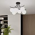 Plafoniera Moderna 6 Luci Coeo In Acciaio Nero E Diffusori In Vetro Opale LA0104-EB-PL6-NR-BI