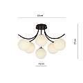 Plafoniera Moderna 6 Luci Coeo In Acciaio Nero E Diffusori In Vetro Opale LA0104-EB-PL6-NR-BI