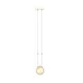 Sospensione Contemporanea 1 Luce Crio Acciaio Bianco Oro E Sfera Vetro Ambra LA0105-EB-1-BI-AM
