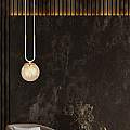 Sospensione Contemporanea 1 Luce Crio Acciaio Bianco Oro E Sfera Vetro Ambra LA0105-EB-1-BI-AM