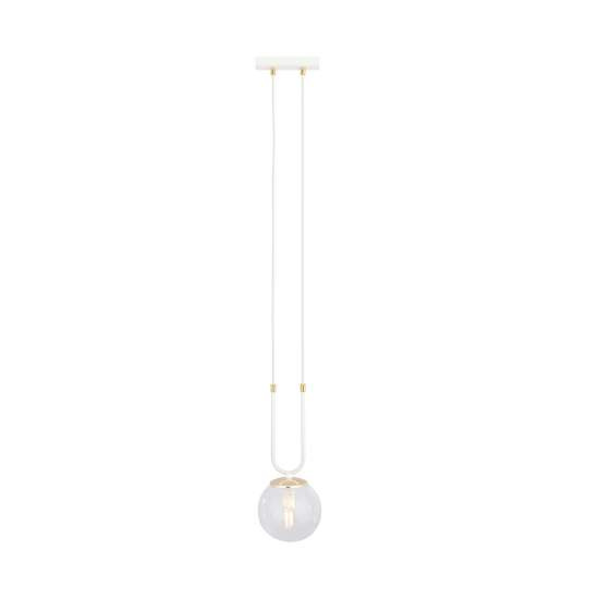 Sospensione 1 Luce Crio In Acciaio Bianco Oro E Sfera In Vetro Trasparente LA0105-EB-1-BI-TR