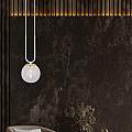 Sospensione 1 Luce Crio In Acciaio Bianco Oro E Sfera In Vetro Trasparente LA0105-EB-1-BI-TR