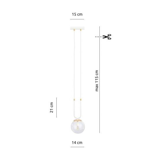 Sospensione 1 Luce Crio In Acciaio Bianco Oro E Sfera In Vetro Trasparente LA0105-EB-1-BI-TR