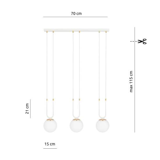 Sospensione Contemporanea 3 Luci Crio Acciaio Bianco Oro E Sfere Vetro Opalino LA0105-EB-3-BI