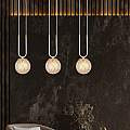 Sospensione Contemporanea 3 Luci Crio Acciaio Bianco Oro E Sfera Vetro Ambra LA0105-EB-3-BI-AM