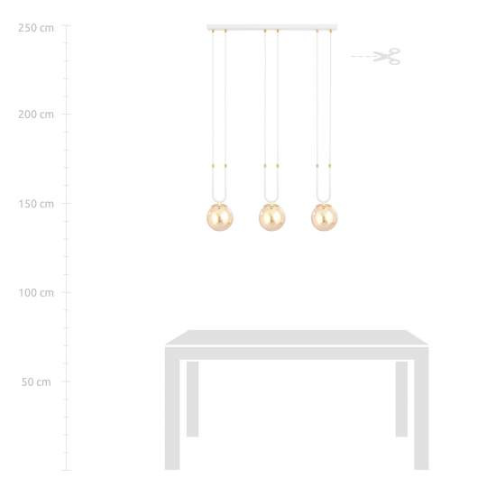 Sospensione Contemporanea 3 Luci Crio Acciaio Bianco Oro E Sfera Vetro Ambra LA0105-EB-3-BI-AM