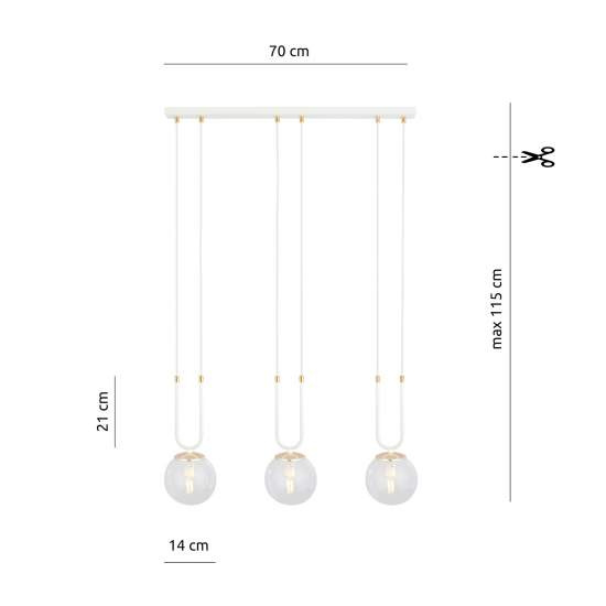 Sospensione 3 Luci Crio In Acciaio Bianco Oro E Sfera In Vetro Trasparente LA0105-EB-3-BI-TR