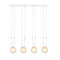 Sospensione Contemporanea 4 Luci Crio Acciaio Bianco Oro E Sfera Vetro Ambra LA0105-EB-4-BI-AM