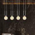 Sospensione Contemporanea 4 Luci Crio Acciaio Bianco Oro E Sfera Vetro Ambra LA0105-EB-4-BI-AM