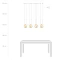 Sospensione Contemporanea 4 Luci Crio Acciaio Bianco Oro E Sfera Vetro Ambra LA0105-EB-4-BI-AM