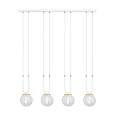 Sospensione 4 Luci Crio In Acciaio Bianco Oro E Sfera In Vetro Trasparente LA0105-EB-4-BI-TR