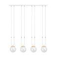 Sospensione 4 Luci Crio In Acciaio Bianco Oro E Sfera In Vetro Trasparente LA0105-EB-4-BI-TR