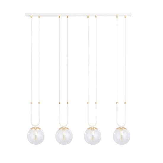 Sospensione 4 Luci Crio In Acciaio Bianco Oro E Sfera In Vetro Trasparente LA0105-EB-4-BI-TR