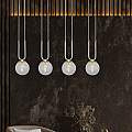 Sospensione 4 Luci Crio In Acciaio Bianco Oro E Sfera In Vetro Trasparente LA0105-EB-4-BI-TR