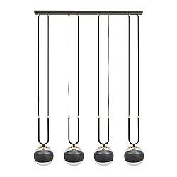 Lampadario Moderno Kreios Acciaio Nero 4 Luci E14