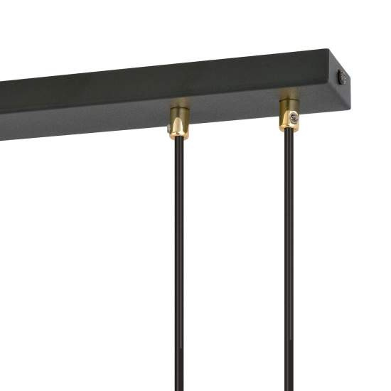 Sospensione Contemporanea 4 Luci Crio In Acciaio Nero Oro E Sfere Vetro Opalino LA0105-EB-4-NR-BI