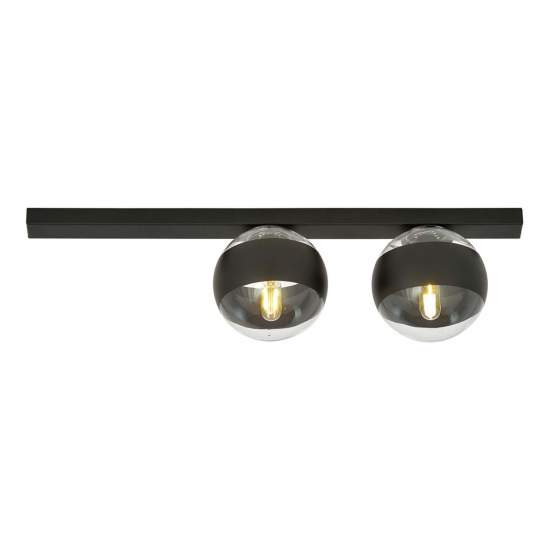 Plafoniera Moderna Giapeto Acciaio Nero 2 Luci E14 Ip20 LA0106-EB-PL2-NR-TR