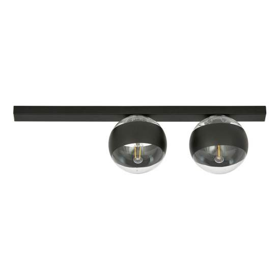 Plafoniera Moderna Giapeto Acciaio Nero 2 Luci E14 Ip20 LA0106-EB-PL2-NR-TR