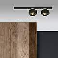 Plafoniera Moderna Giapeto Acciaio Nero 2 Luci E14 Ip20 LA0106-EB-PL2-NR-TR