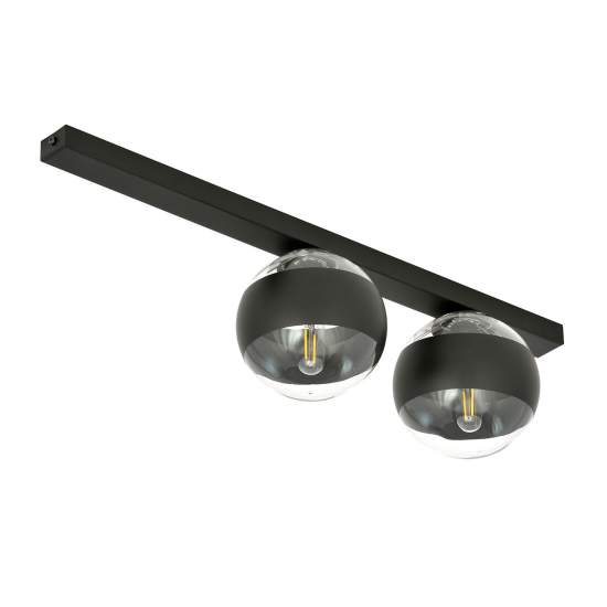 Plafoniera Moderna Giapeto Acciaio Nero 2 Luci E14 Ip20 LA0106-EB-PL2-NR-TR