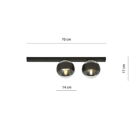 Plafoniera Moderna Giapeto Acciaio Nero 2 Luci E14 Ip20 LA0106-EB-PL2-NR-TR