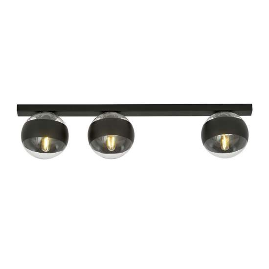 Plafoniera Moderna Giapeto Acciaio Nero 3 Luci E14 Ip20 LA0106-EB-PL3-NR-TR