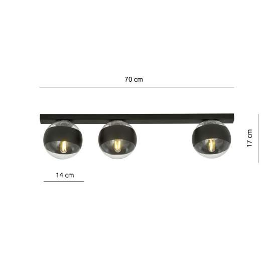 Plafoniera Moderna Giapeto Acciaio Nero 3 Luci E14 Ip20 LA0106-EB-PL3-NR-TR