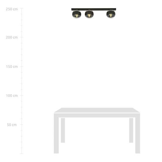 Plafoniera Moderna Giapeto Acciaio Nero 3 Luci E14 Ip20 LA0106-EB-PL3-NR-TR