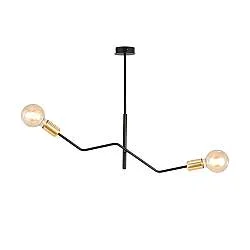 Sospensione Industrial 2 Luci Sugu Acciaio Nero E Oro Bracci Regolabili