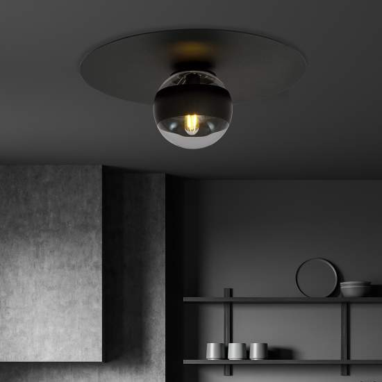 Plafoniera Minimal Mnemosine Acciaio Nero 1 Luce E14 Ip20 LA0108-EB-PL1-NR
