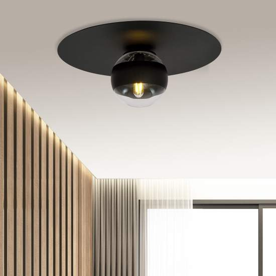 Plafoniera Minimal Mnemosine Acciaio Nero 1 Luce E14 Ip20 LA0108-EB-PL1-NR