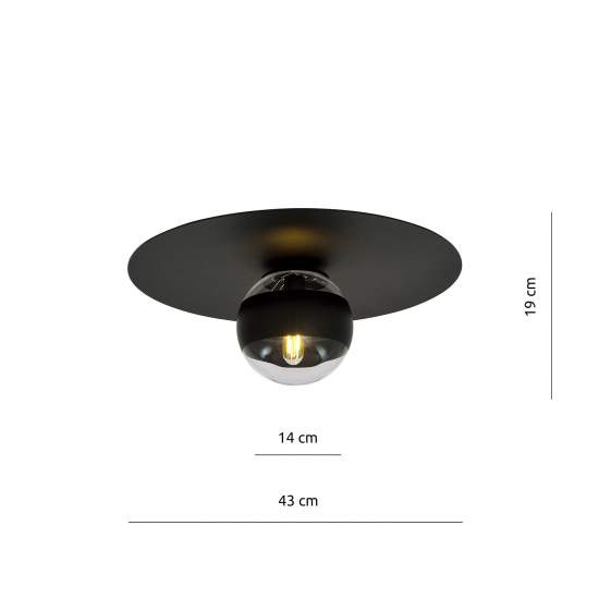 Plafoniera Minimal Mnemosine Acciaio Nero 1 Luce E14 Ip20 LA0108-EB-PL1-NR