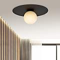 Plafoniera Minimal 1 Luce Mnemosine In Acciaio Nero E Sfera Di Vetro Opale LA0108-EB-PL1-NR-BI