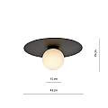 Plafoniera Minimal 1 Luce Mnemosine In Acciaio Nero E Sfera Di Vetro Opale LA0108-EB-PL1-NR-BI
