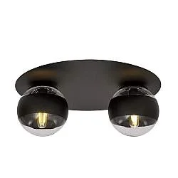 Plafoniera Minimal Mnemosine Acciaio Nero 2 Luci E14 Ip20