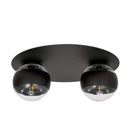 Plafoniera Minimal Mnemosine Acciaio Nero 2 Luci E14 Ip20 LA0108-EB-PL2-NR
