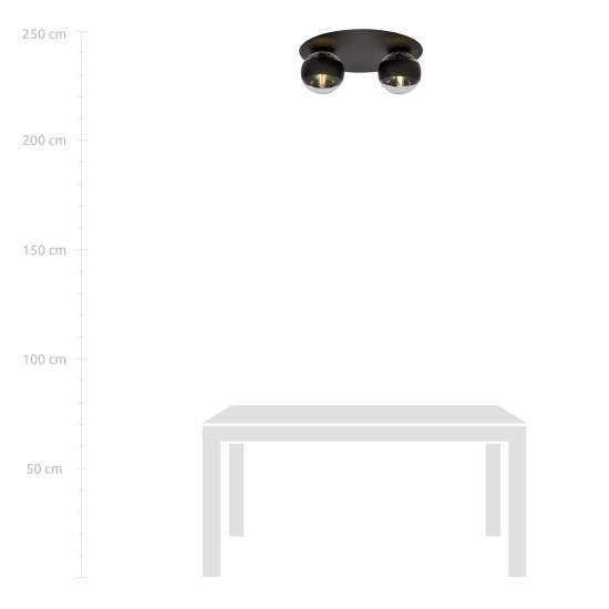 Plafoniera Minimal Mnemosine Acciaio Nero 2 Luci E14 Ip20 LA0108-EB-PL2-NR