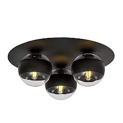 Plafoniera Minimal Mnemosine Acciaio Nero 3 Luci E14 Ip20