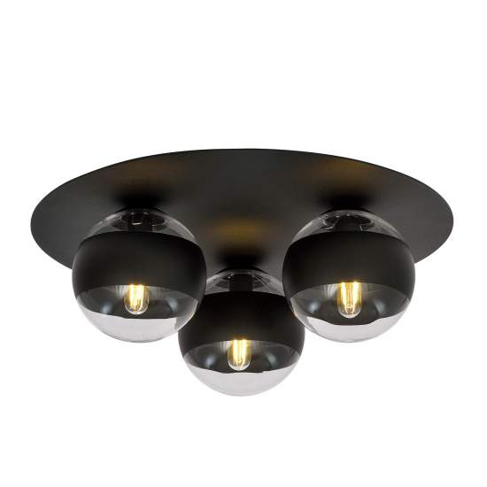 Plafoniera Minimal Mnemosine Acciaio Nero 3 Luci E14 Ip20 LA0108-EB-PL3-NR