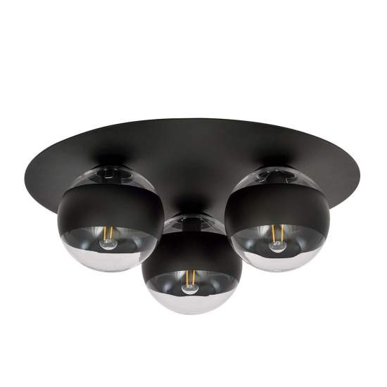 Plafoniera Minimal Mnemosine Acciaio Nero 3 Luci E14 Ip20 LA0108-EB-PL3-NR
