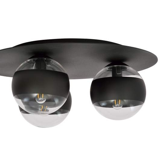 Plafoniera Minimal Mnemosine Acciaio Nero 3 Luci E14 Ip20 LA0108-EB-PL3-NR